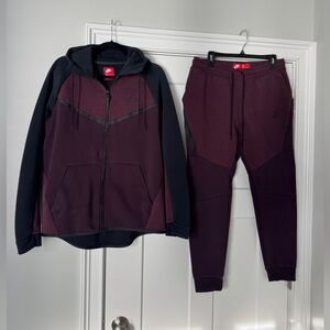 Nike Maroon and Black Hoodie Set